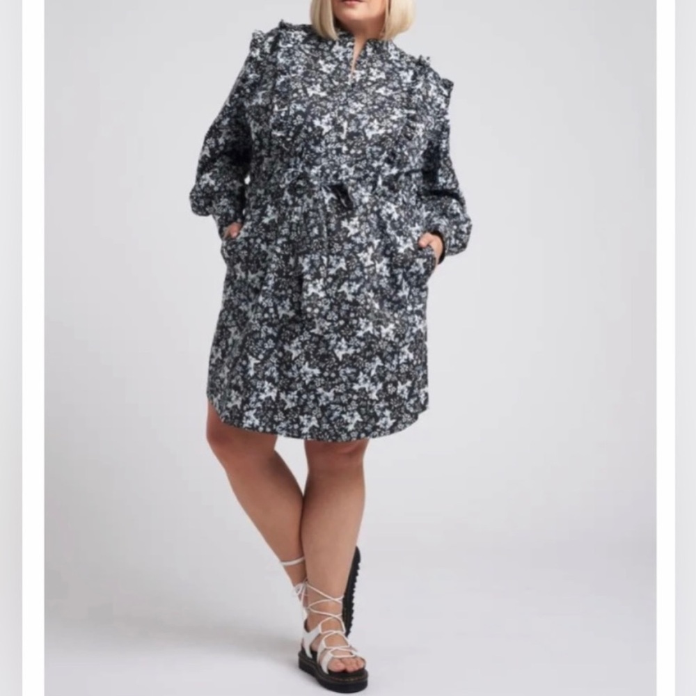erdem x universal standard primrose ruffle shirt dress